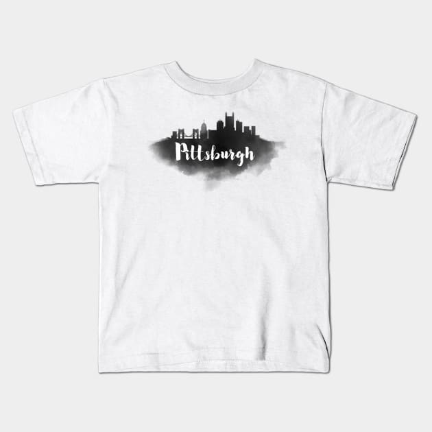 Pittsburgh watercolor Kids T-Shirt by kursatunsal